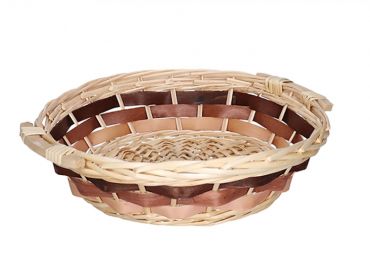 Round brown wicker basket ø 39 h10